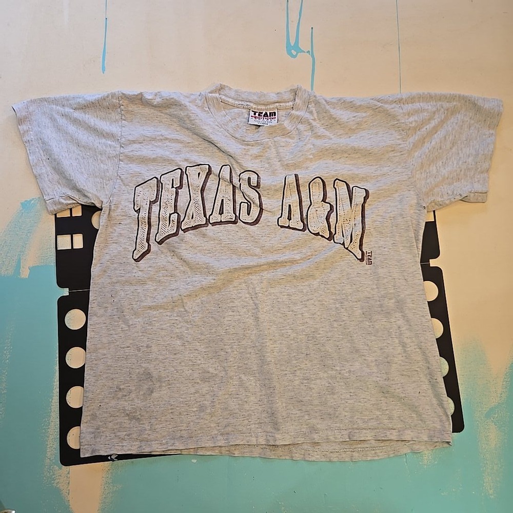 VTG Team Edition XL Texas A&M Shirt Gray Maroon‎ Arch Print USA Cotton Boxy Fit